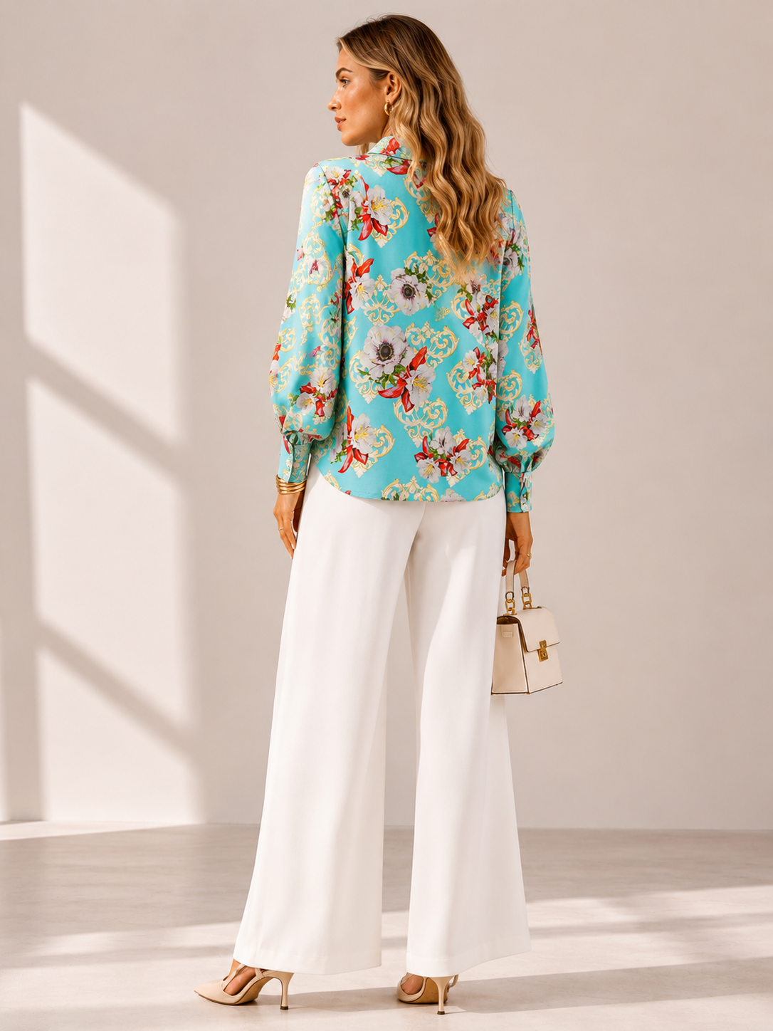 Statement-Bluse „Romantik“ Türkis | Gelb | Rot | Multicolor