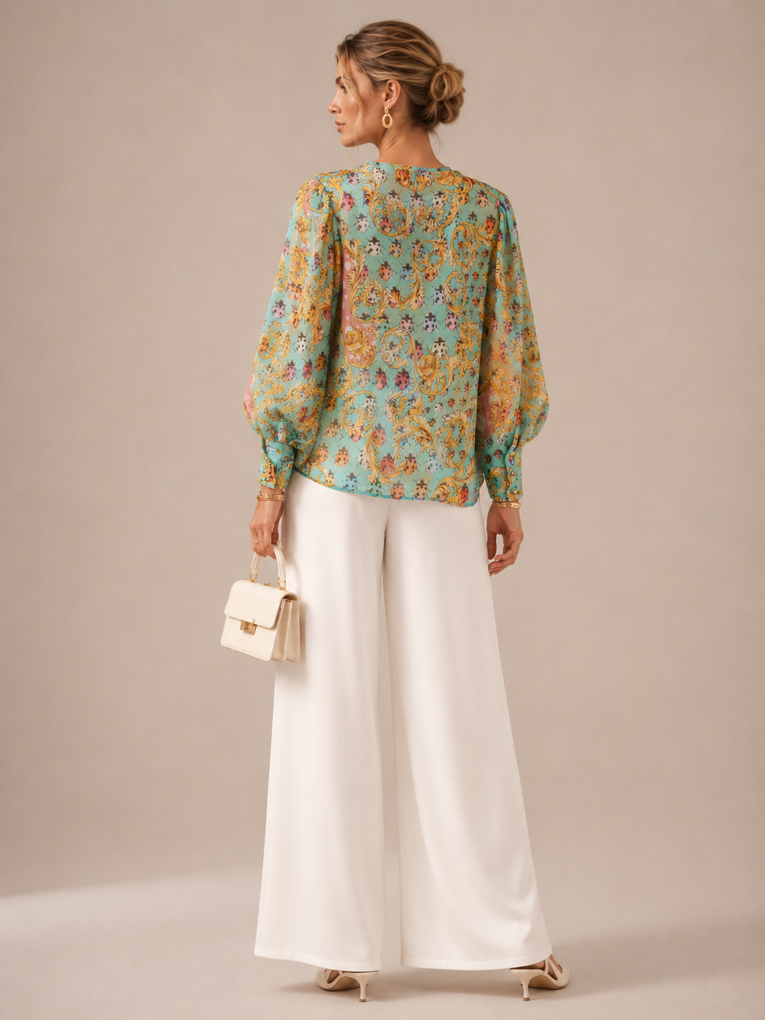 Statement-Bluse „Marienkäfer“ Türkis | Gelb | Multicolor