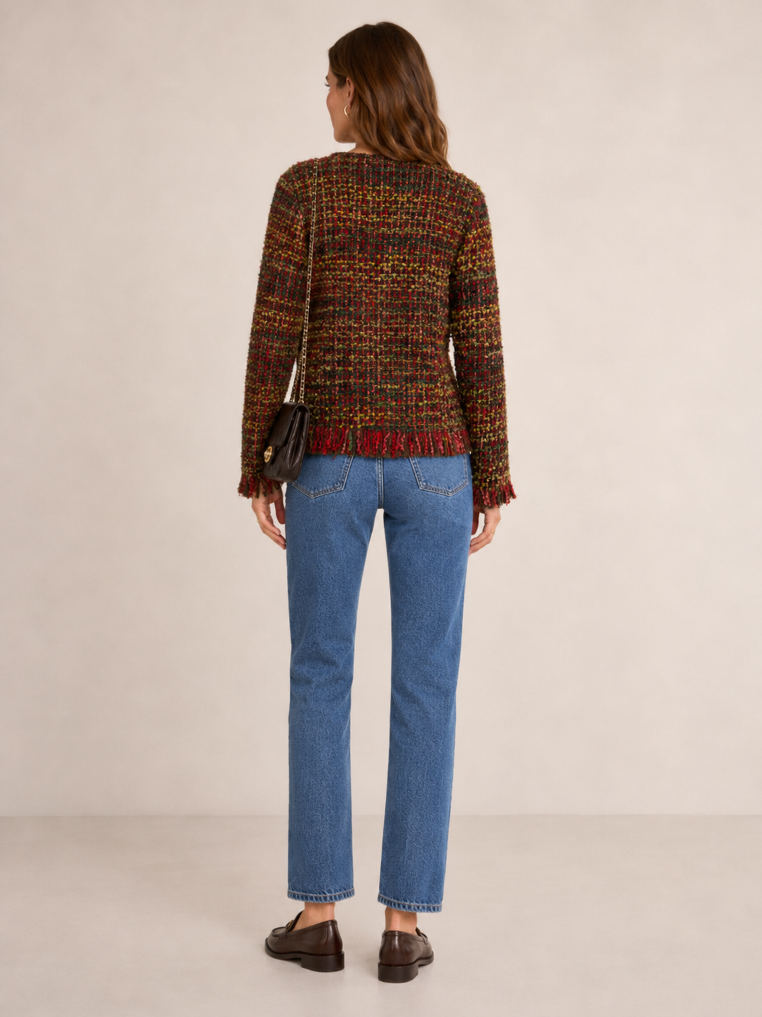 Multicolor-Bouclé-Jacke Grün | Rot | Pink