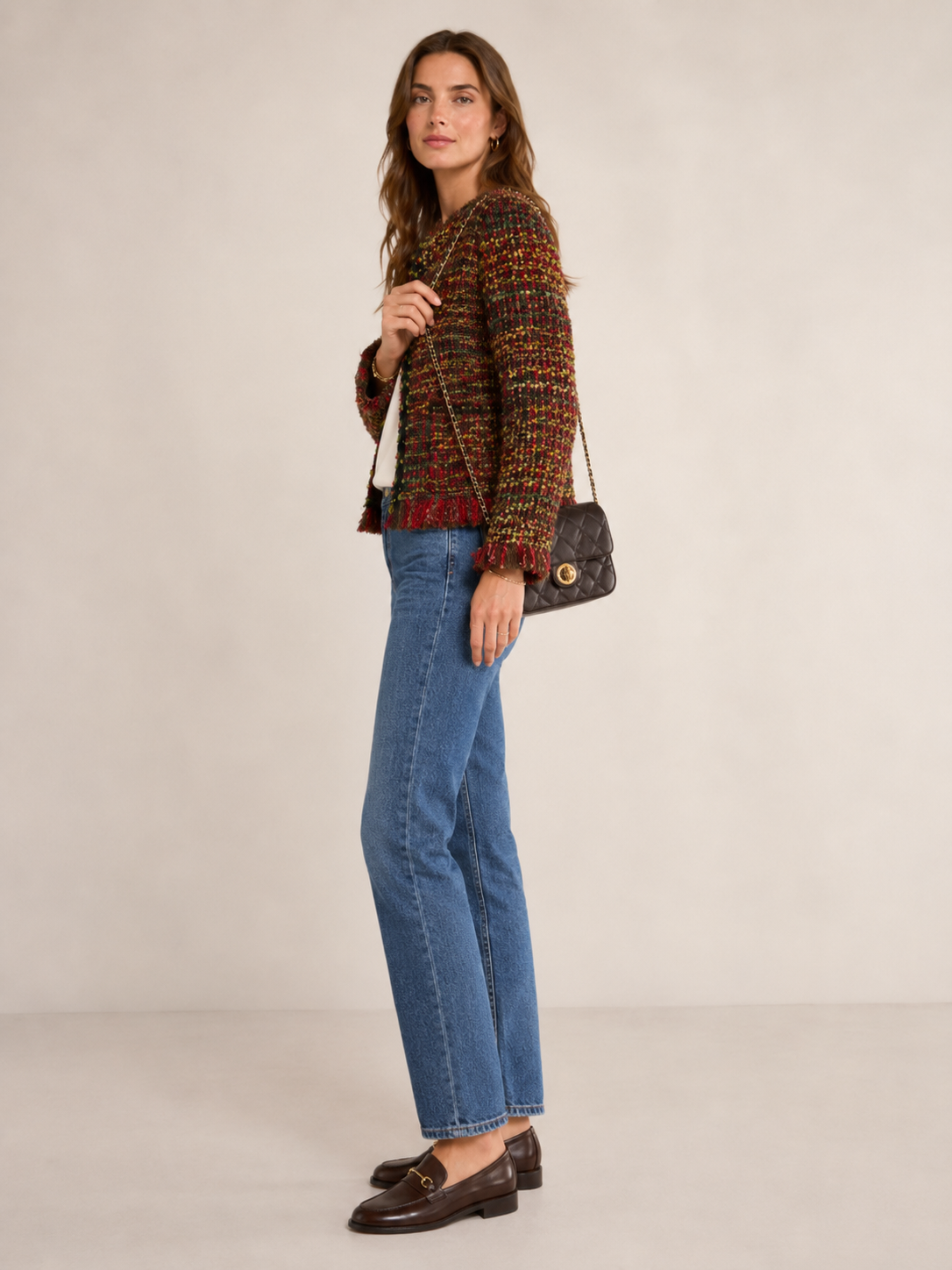 Multicolor-Bouclé-Jacke Grün | Rot | Pink