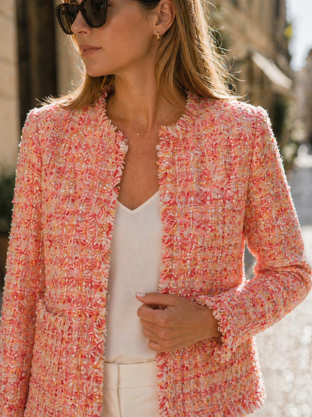 Statement-Bouclé-Jacke Pink | Gelb | Multicolor
