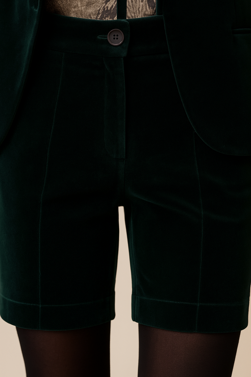 Samt Hot Pants Dunkelgrün