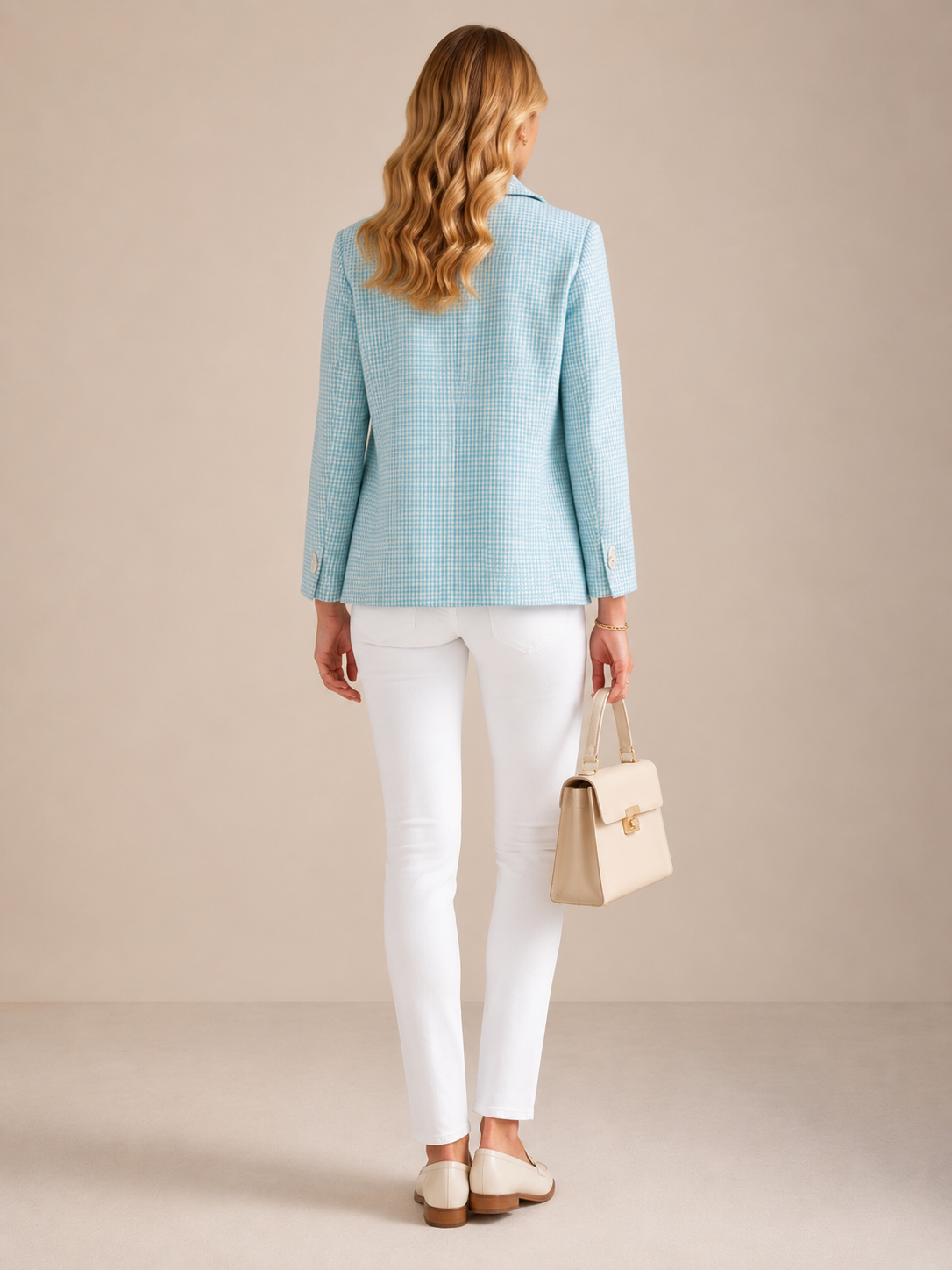 Karo Jacke „Retro-Chic“ Blau | Türkis | Weiß