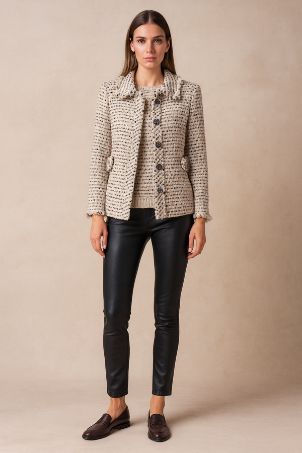 Bouclé Jacke Weiß | Multicolor