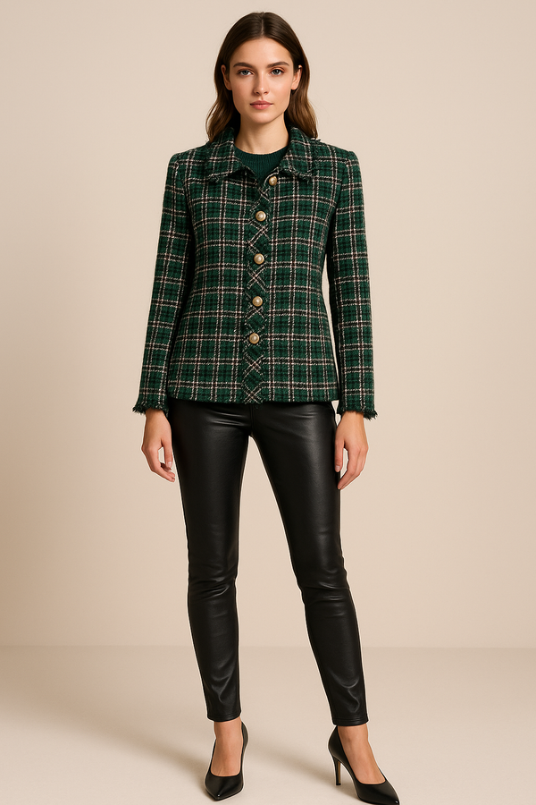 Bouclé Jacke Grün | Multicolor