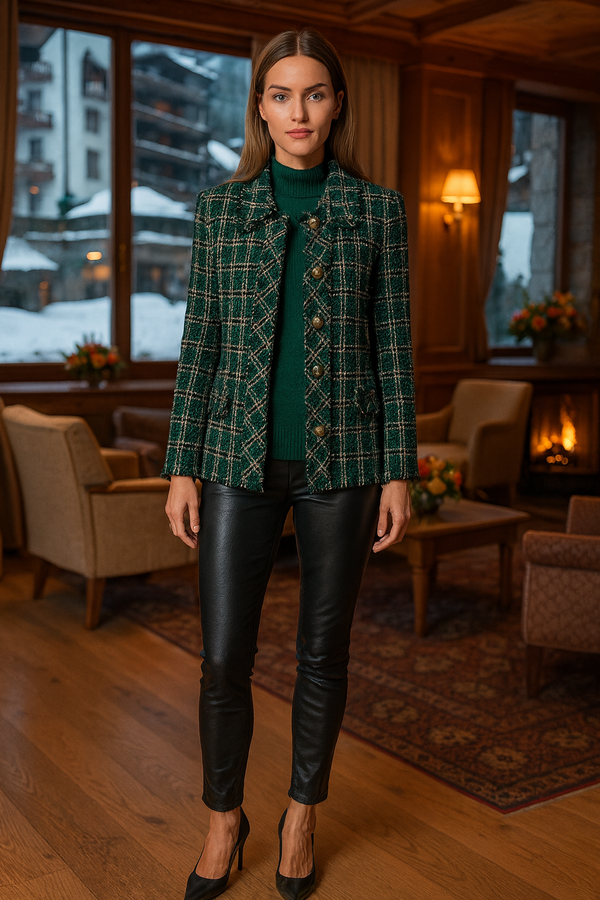 Bouclé Jacke Grün | Multicolor