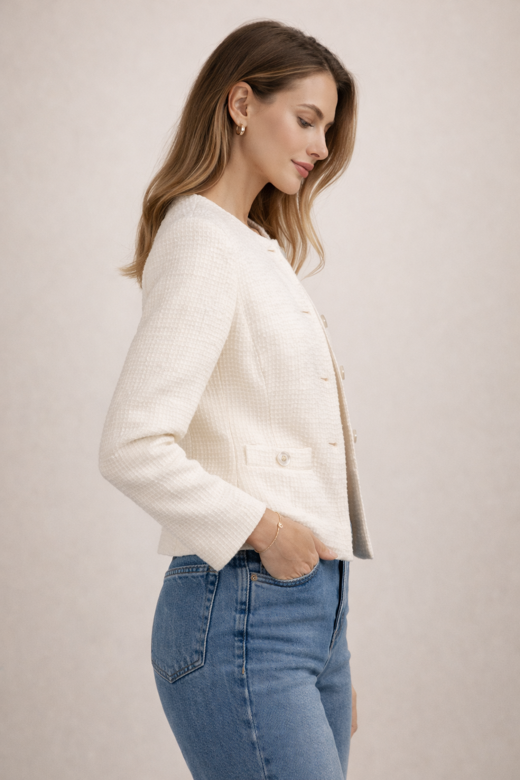 Tweed-Jacke Weiß