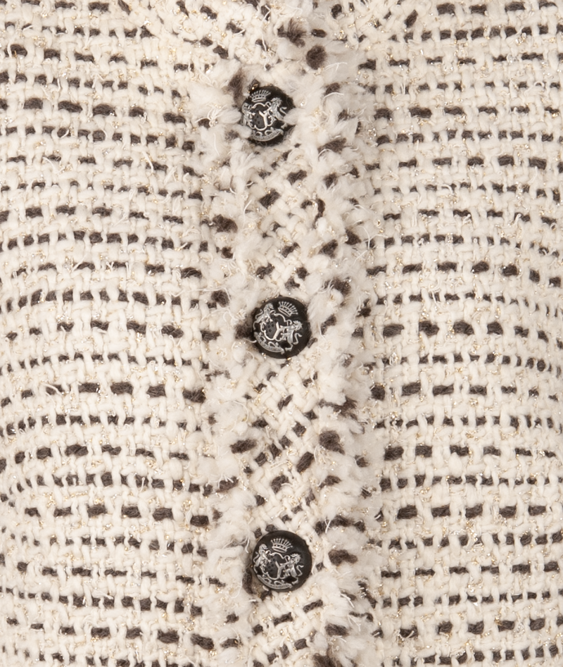 Bouclé Jacke Weiß | Taupe | Gold