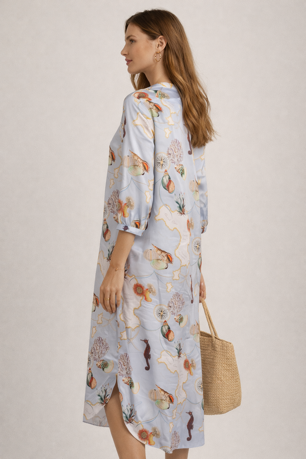 Seidenkleid Hellblau | Multicolor