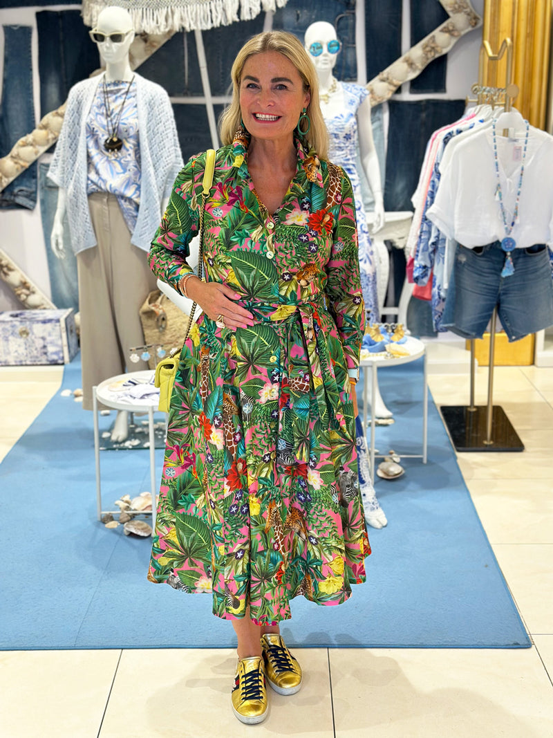 Kleid „Blumen“ Grün | Multicolor
