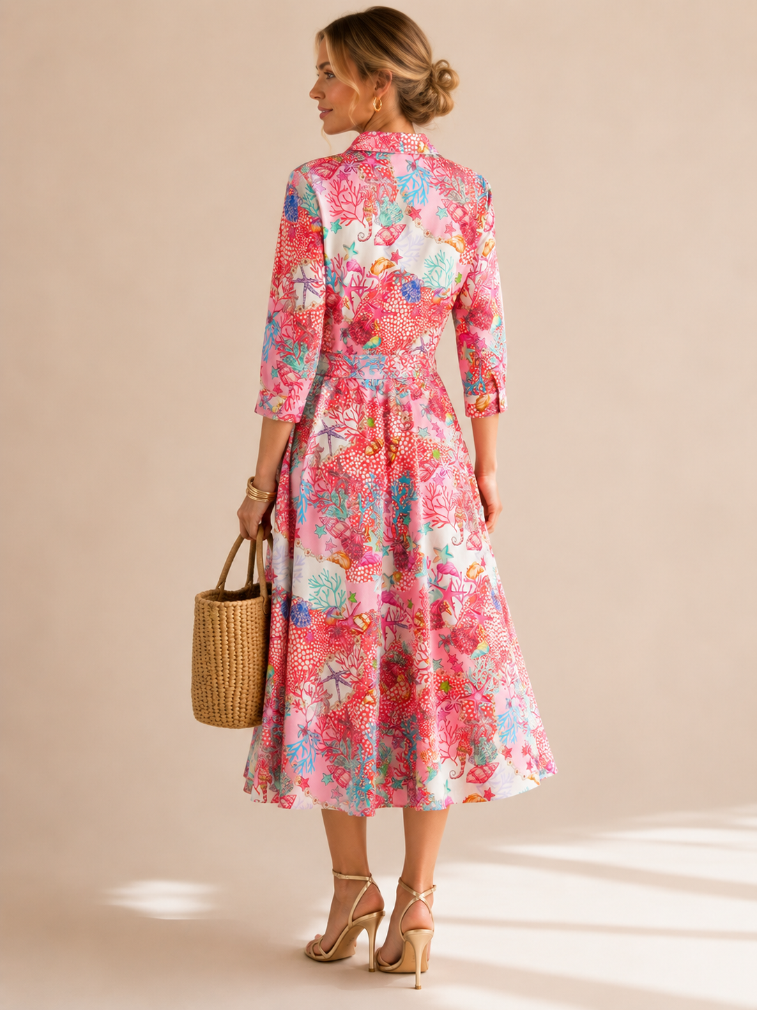 Statement-Kleid „Tropical-Print“ Koralle | Multicolor