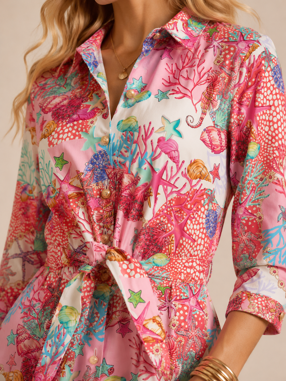 Statement-Kleid „Tropical-Print“ Koralle | Multicolor