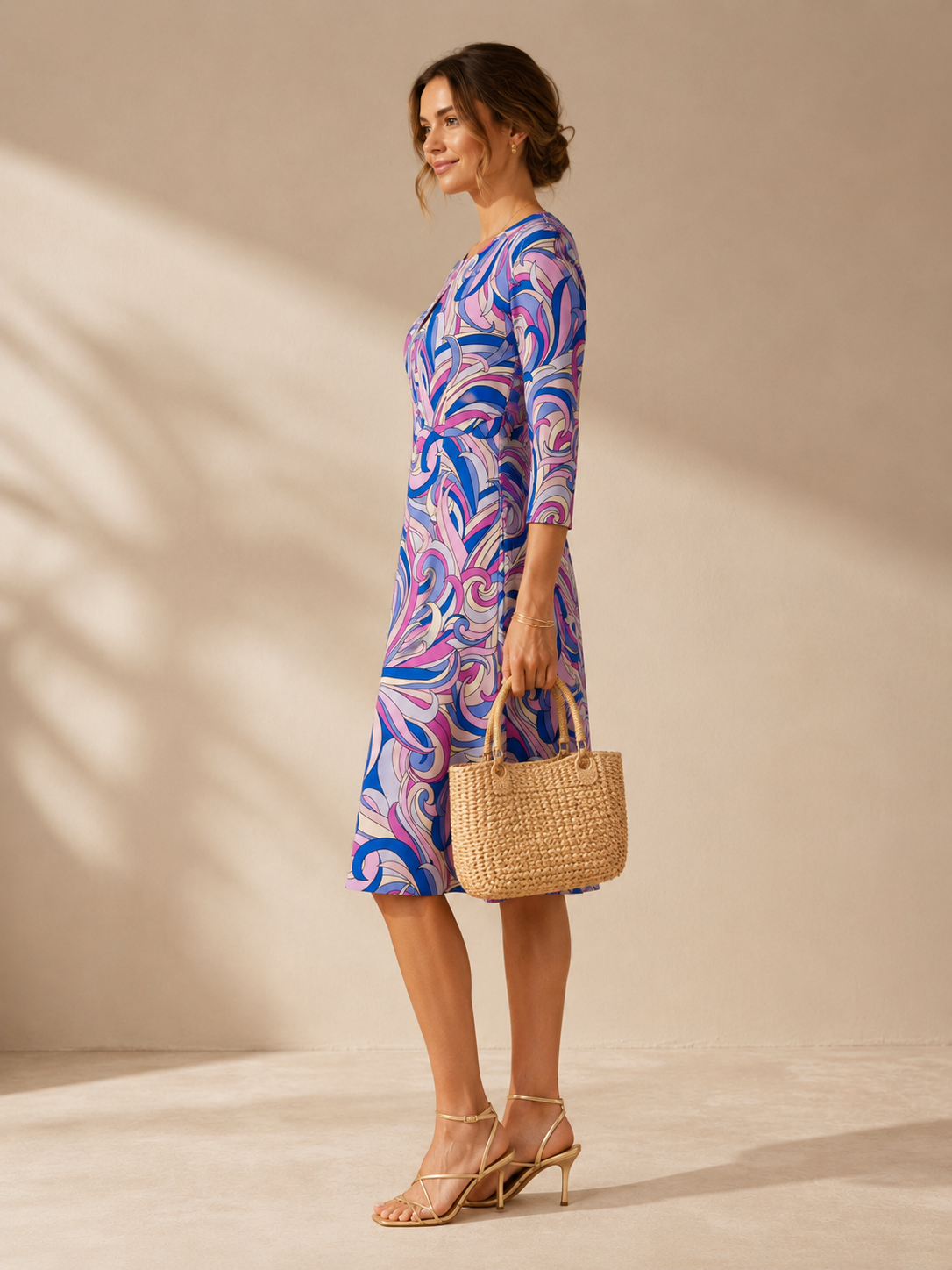 Statement-Kleid „Retro-Chic“ Blau | Rosa | Multicolor