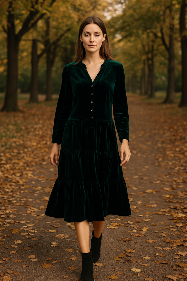 Samt Kleid Dunkelgrün