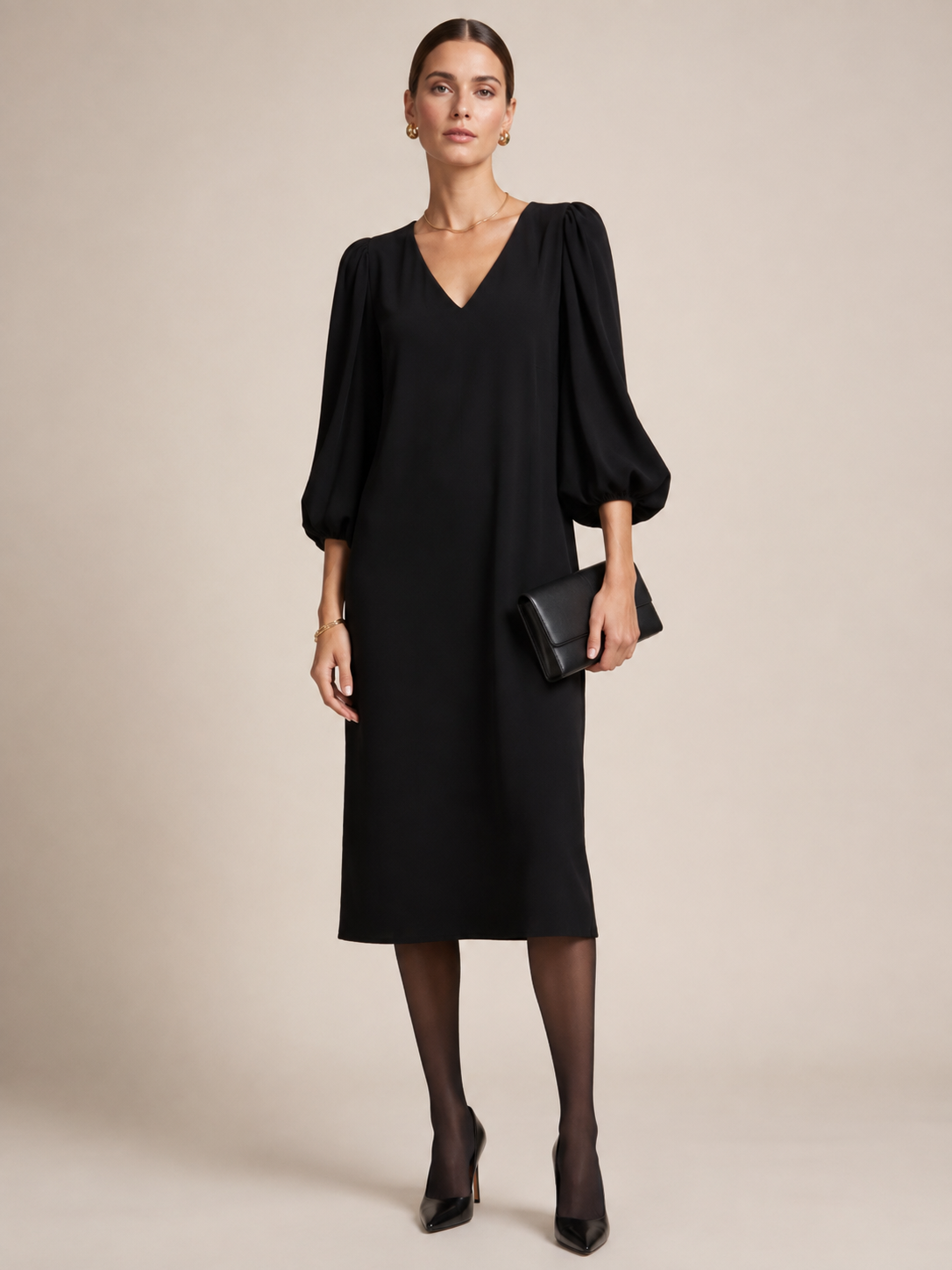 Zeitlose Eleganz Statement-Kleid Schwarz