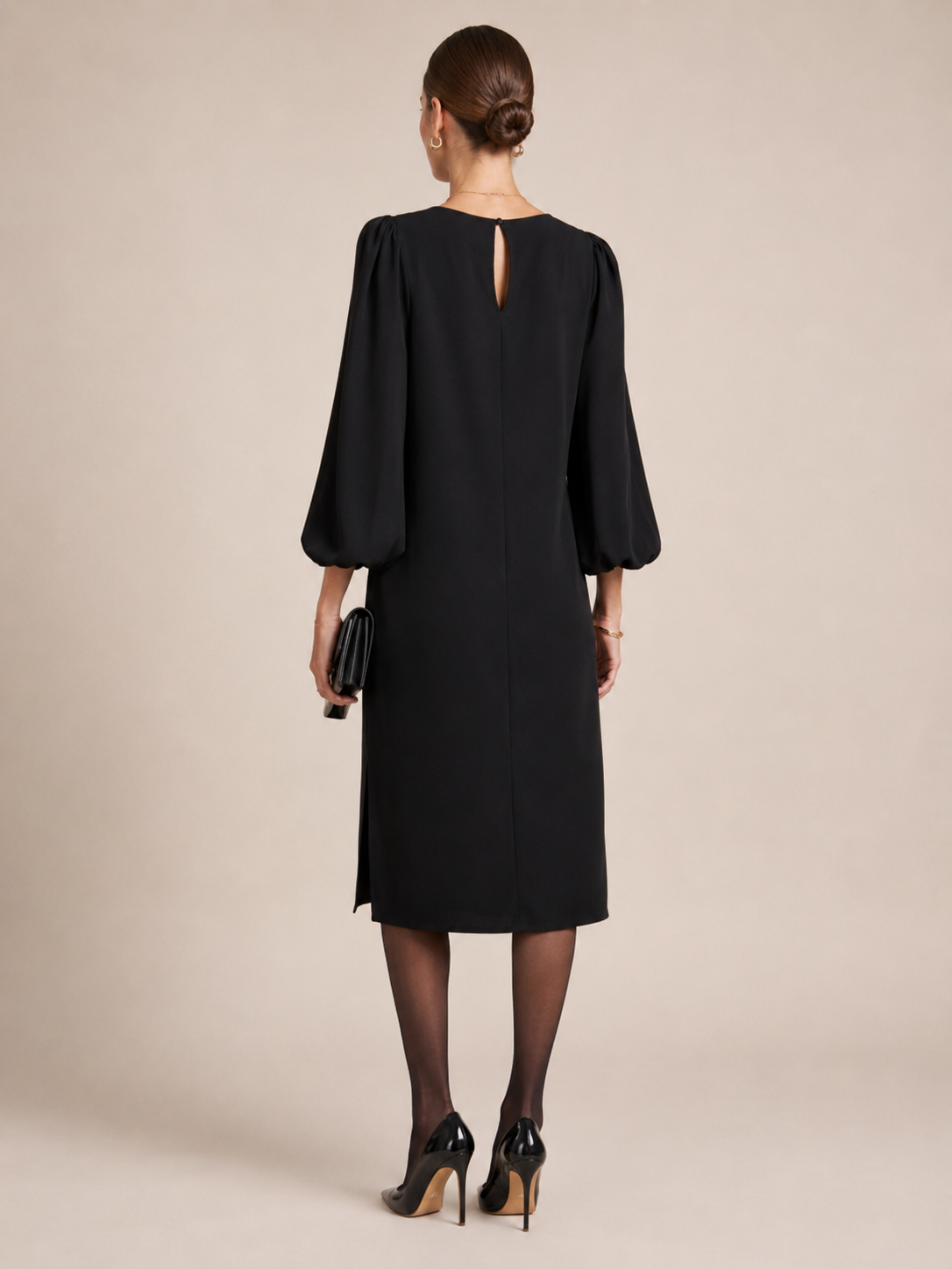 Zeitlose Eleganz Statement-Kleid Schwarz