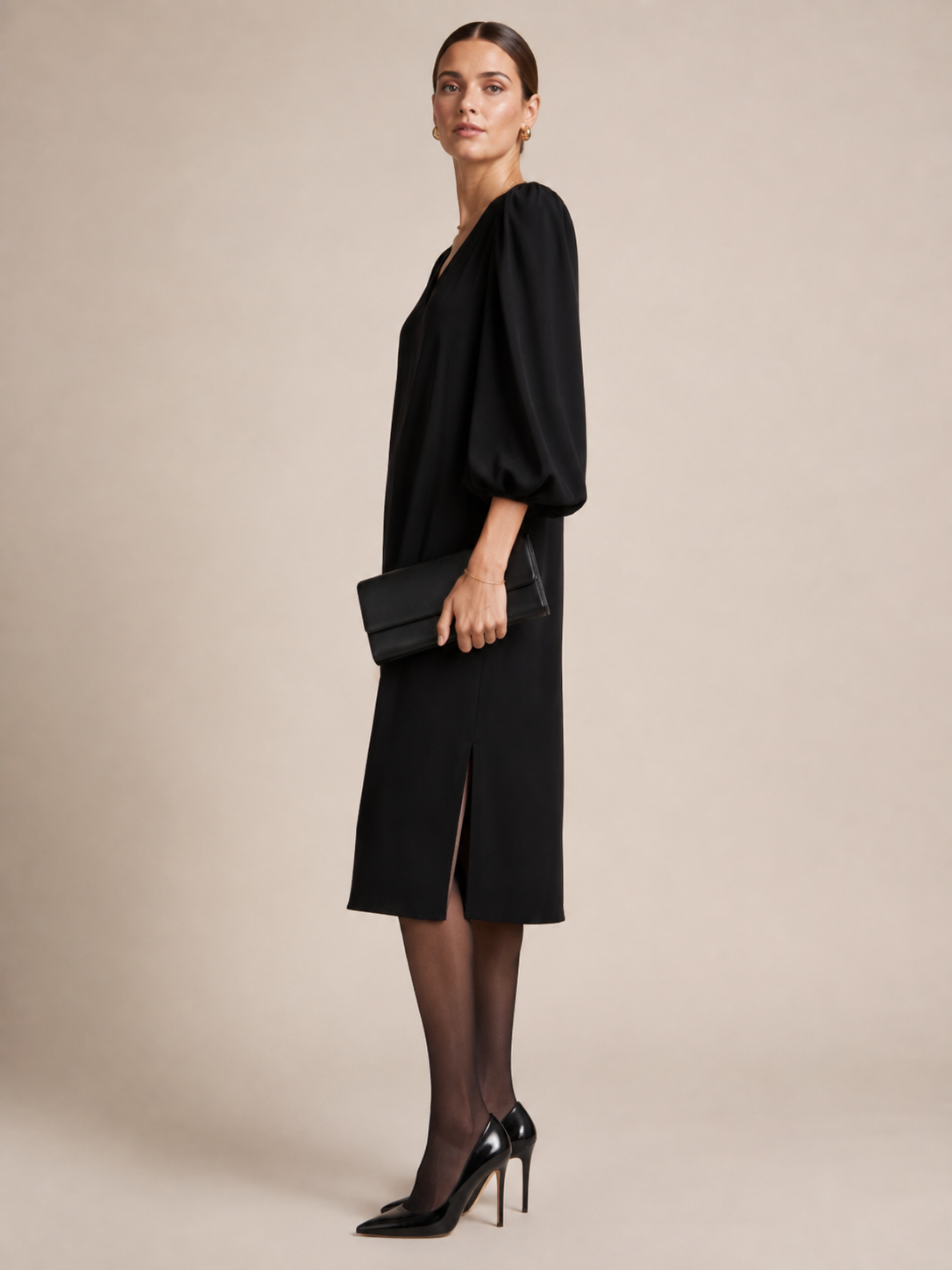 Zeitlose Eleganz Statement-Kleid Schwarz