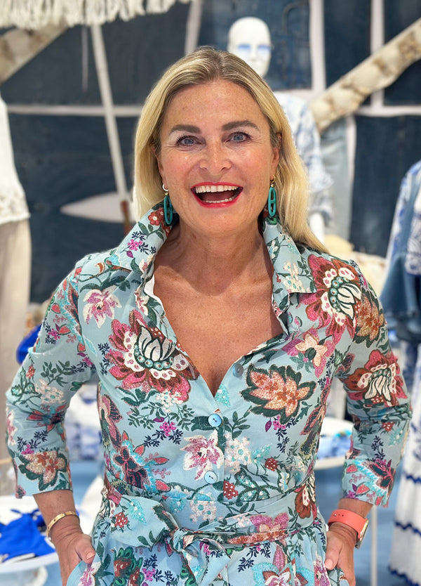 Kleid „Blumen“ Blau | Multicolor