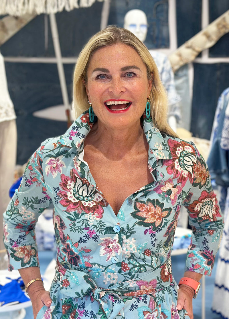 Kleid „Blumen“ Blau | Multicolor
