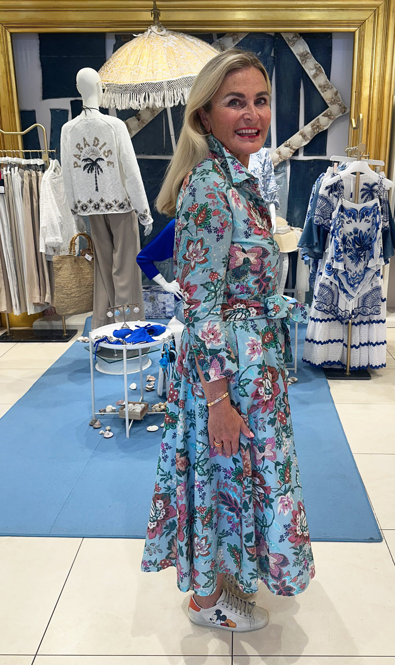 Kleid „Blumen“ Blau | Multicolor