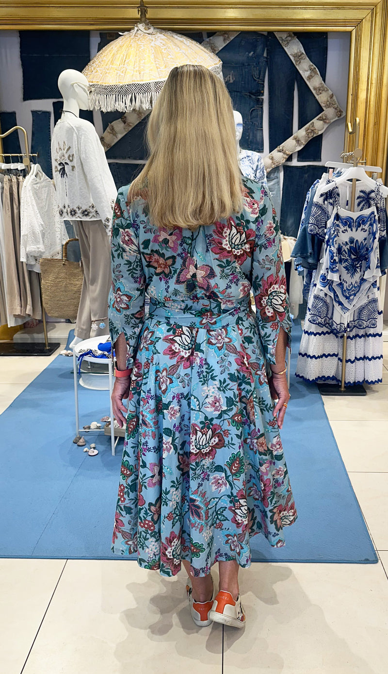 Kleid „Blumen“ Blau | Multicolor