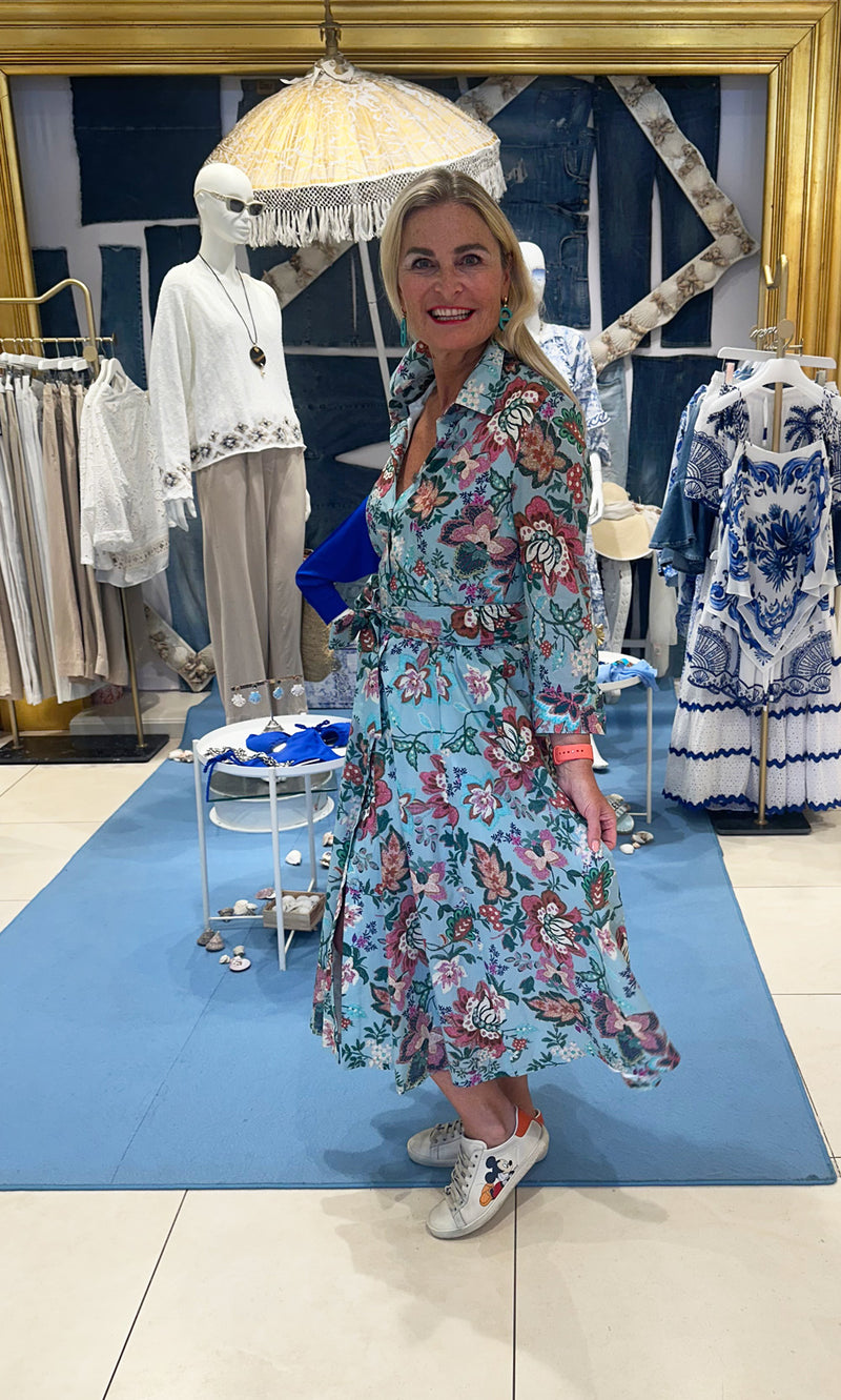Kleid „Blumen“ Blau | Multicolor