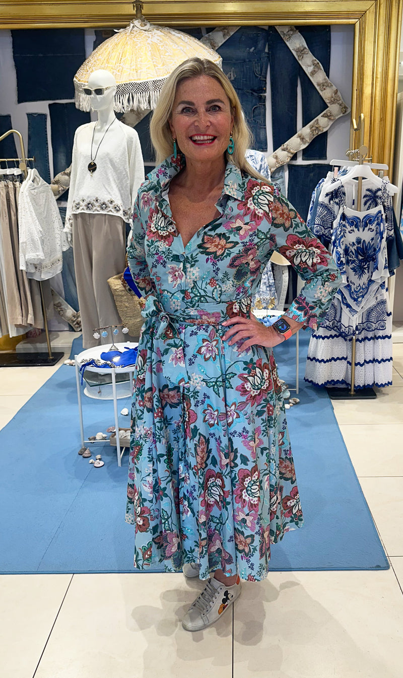 Kleid „Blumen“ Blau | Multicolor