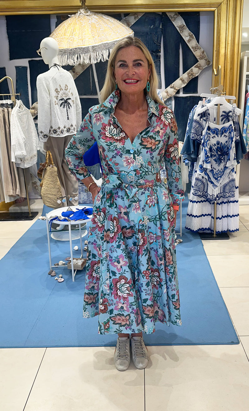 Kleid „Blumen“ Blau | Multicolor