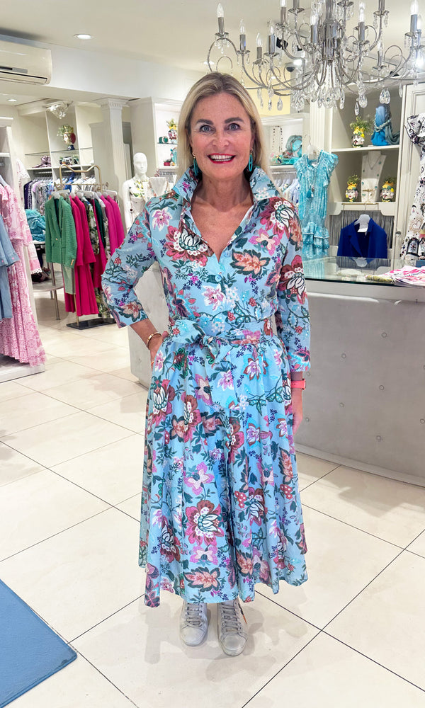 Kleid „Blumen“ Blau | Multicolor