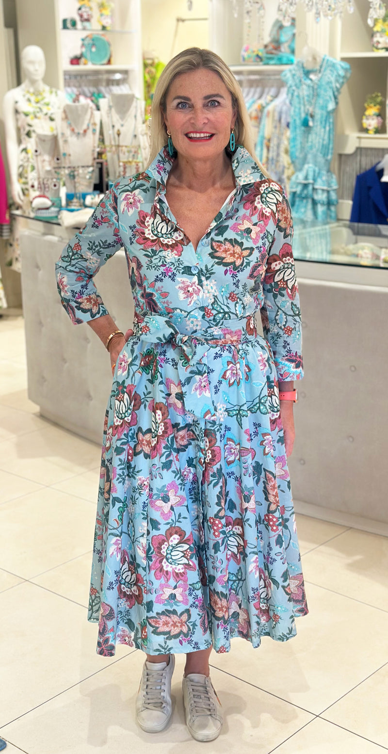 Kleid „Blumen“ Blau | Multicolor