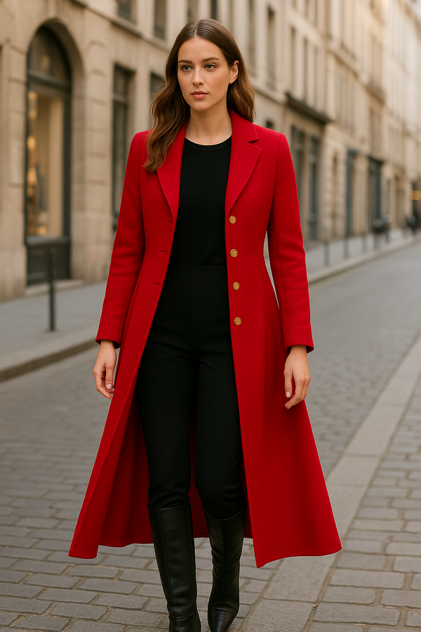 Woll-Crêpe Mantel Rot