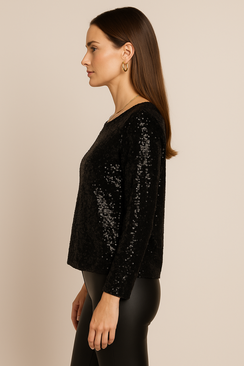 Pailletten Shirt Schwarz