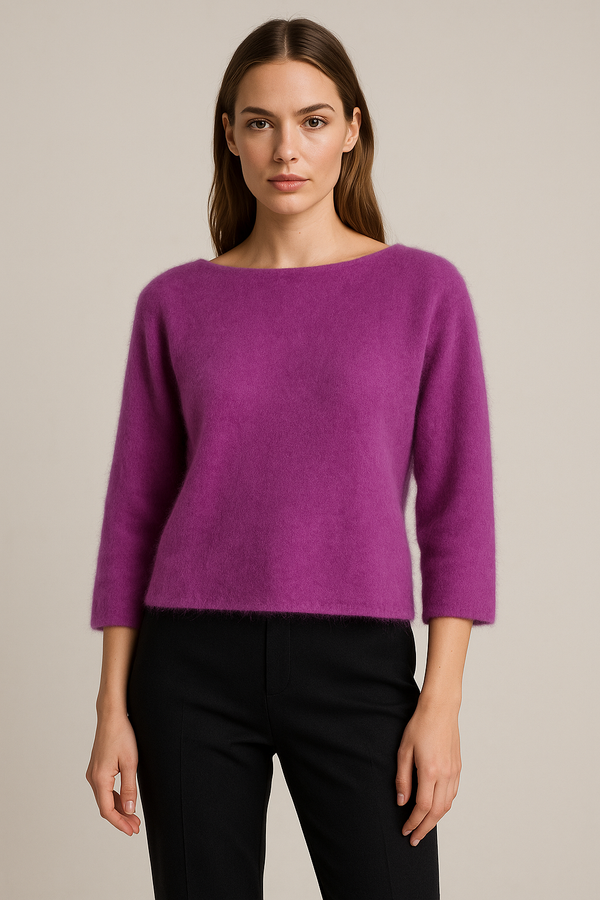Kaschmir Pullover „Fell-Optik“ Beere
