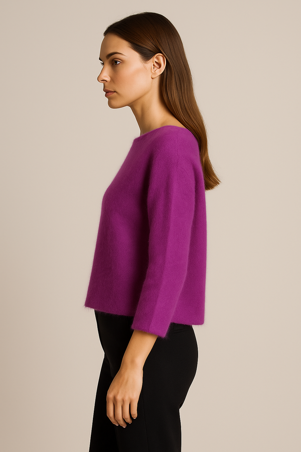 Kaschmir Pullover „Fell-Optik“ Beere