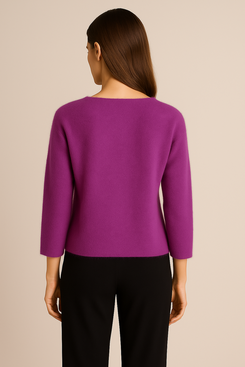 Kaschmir Pullover „Fell-Optik“ Beere