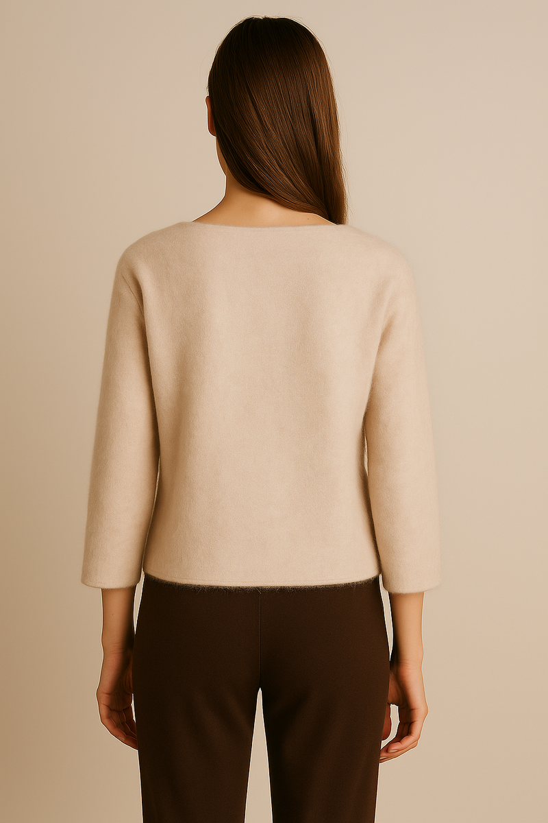 Kaschmir Pullover „Fell-Optik“ Beige