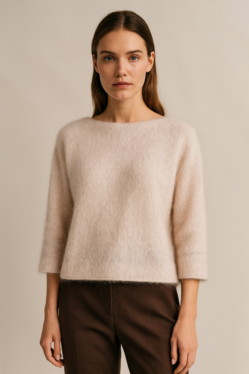 Kaschmir Pullover „Fell-Optik“ Beige