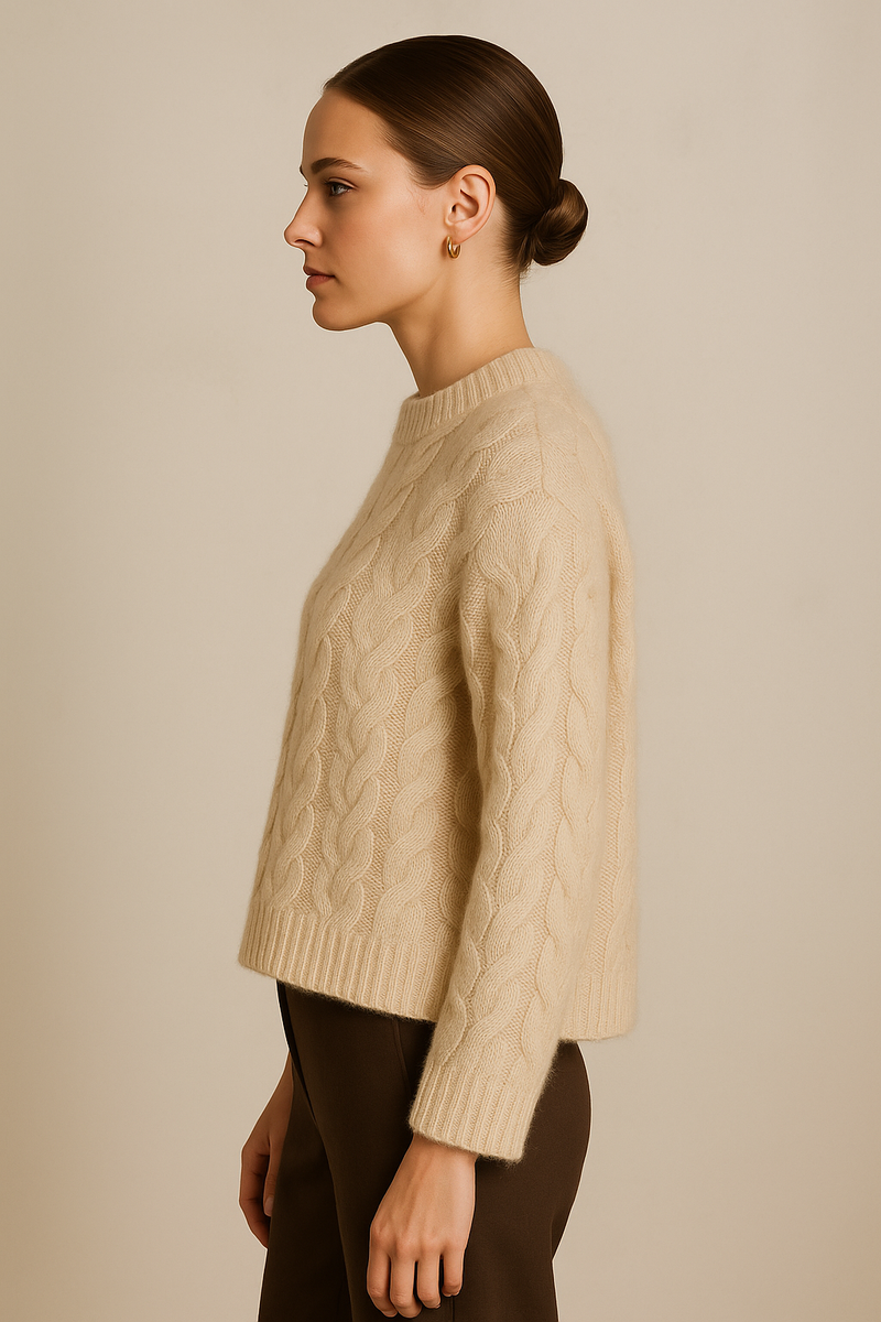 Pullover „Zopfstrick“ Beige