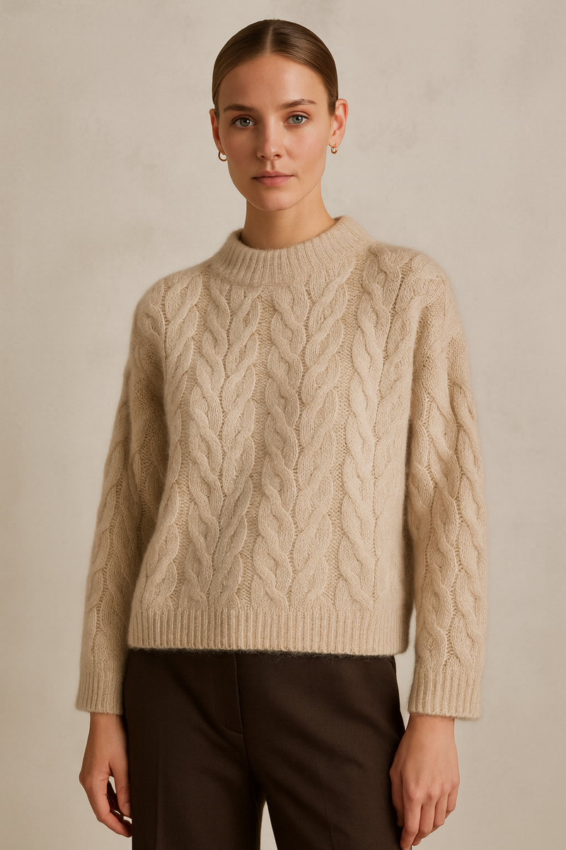 Pullover „Zopfstrick“ Beige