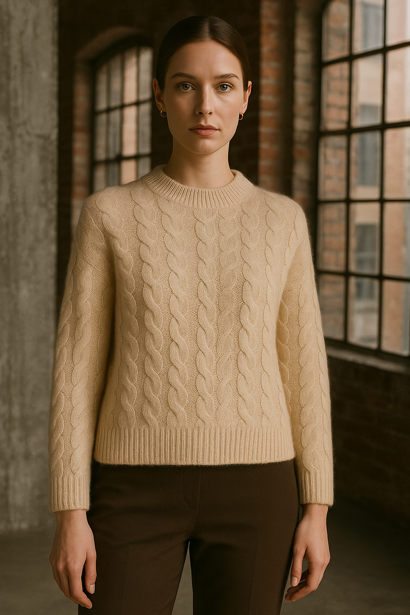 Pullover „Zopfstrick“ Beige