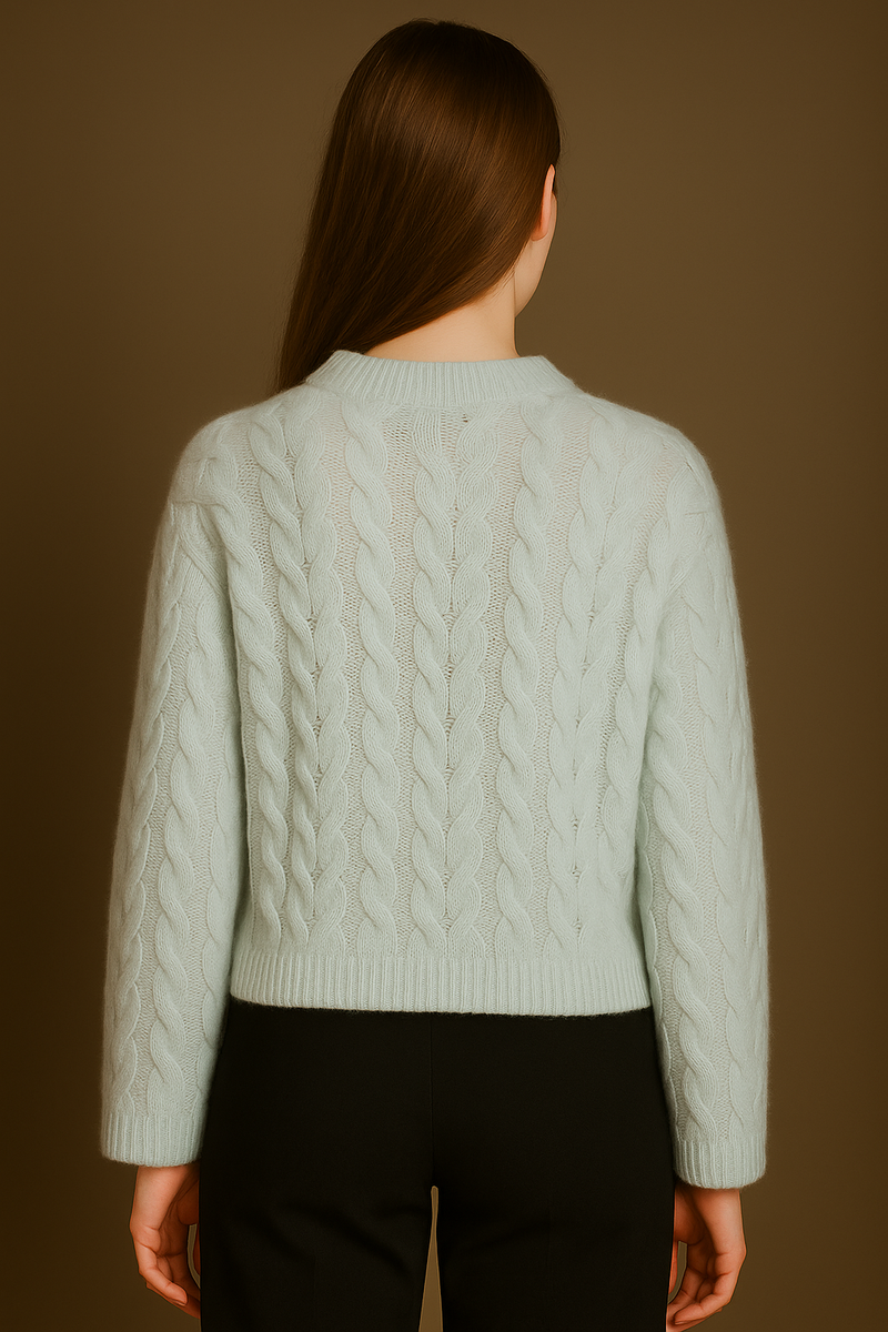 Pullover „Zopfstrick“ Eisblau