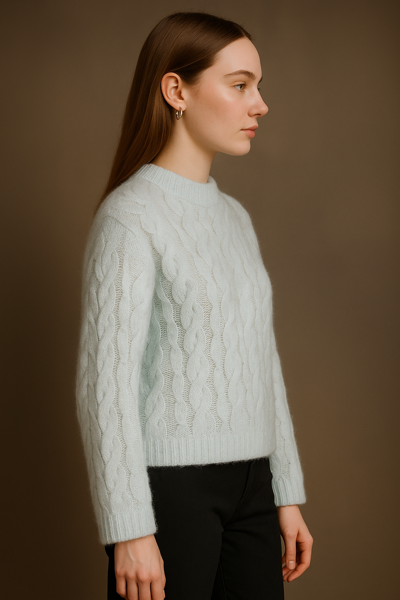 Pullover „Zopfstrick“ Eisblau