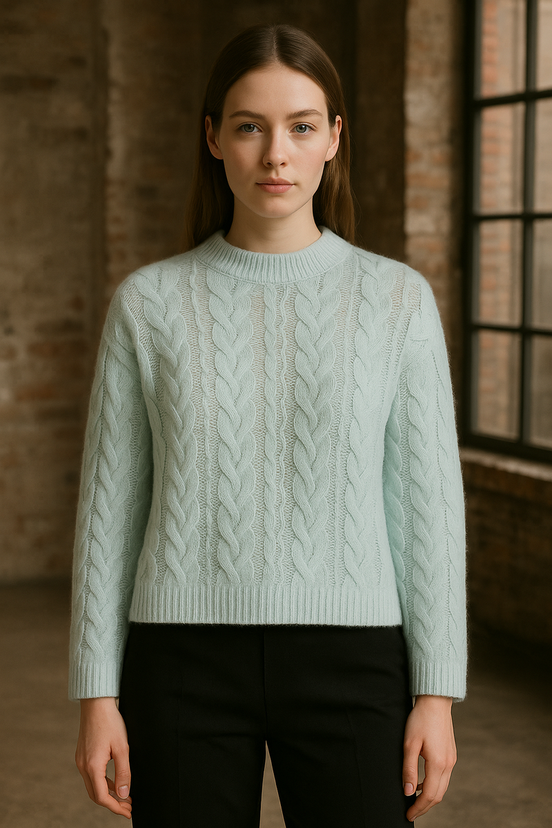 Pullover „Zopfstrick“ Eisblau