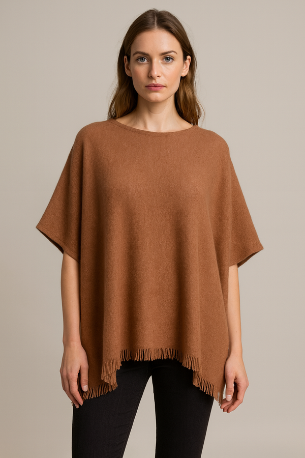 Kaschmir Pullover „Poncho Cut“ Mocha Mousse