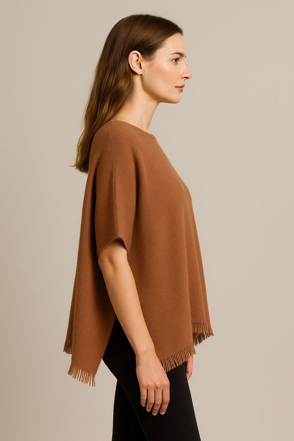 Kaschmir Pullover „Poncho Cut“ Mocha Mousse