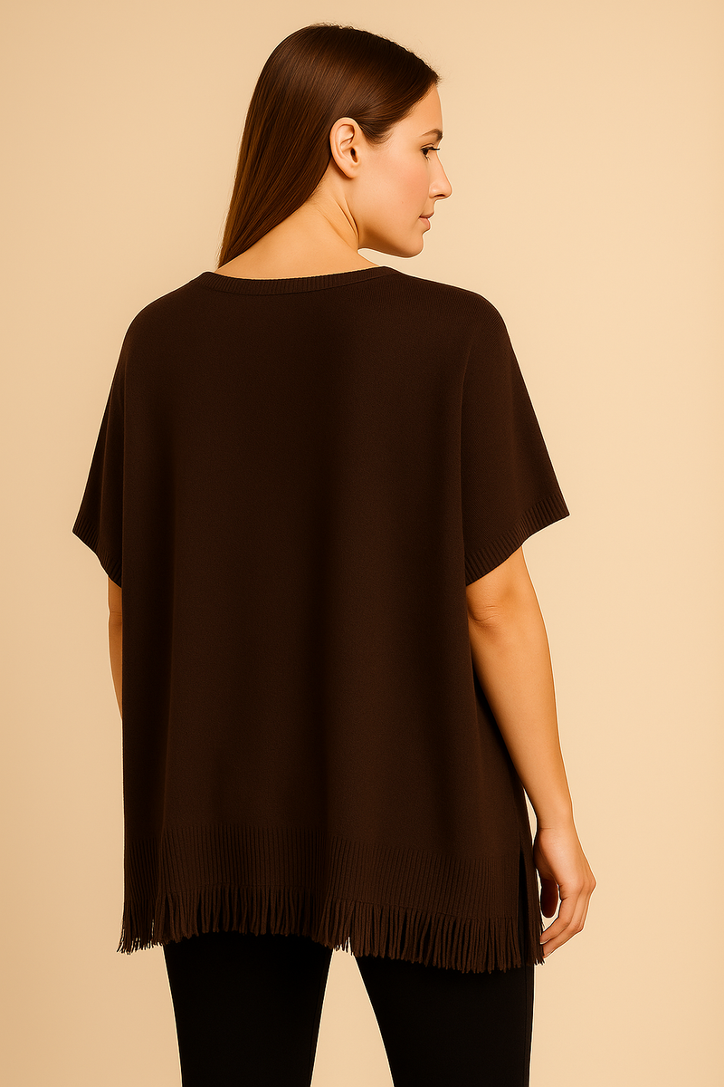 Kaschmir Pullover „Poncho Cut“ Schokobraun