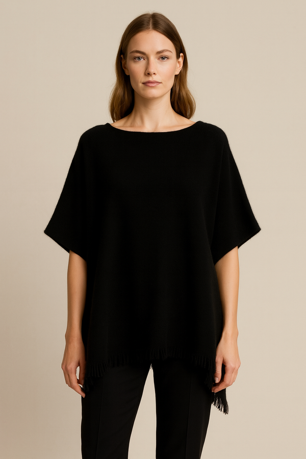 Kaschmir Pullover „Poncho Cut“ Schwarz