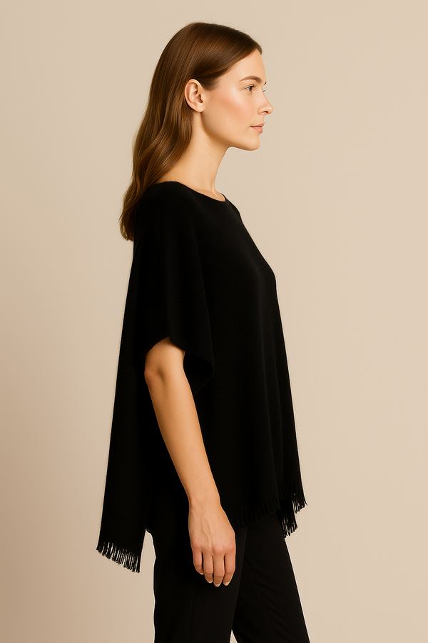 Kaschmir Pullover „Poncho Cut“ Schwarz