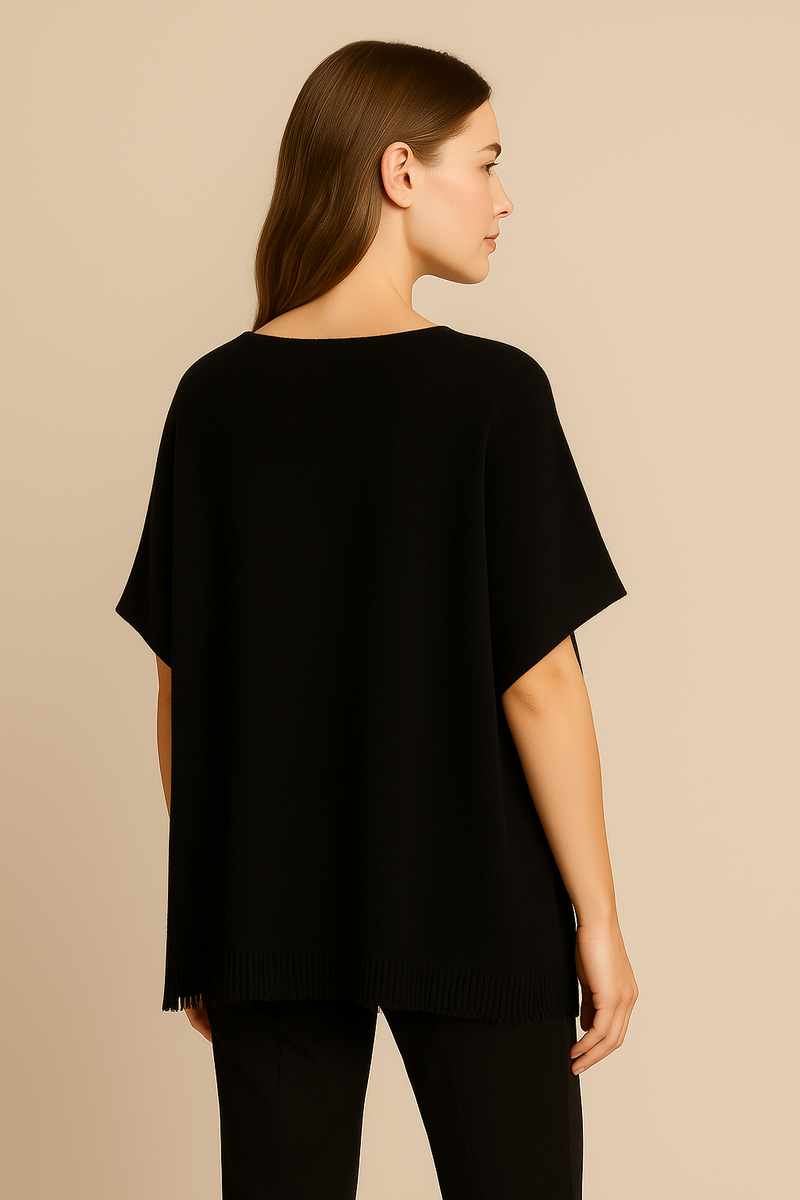Kaschmir Pullover „Poncho Cut“ Schwarz