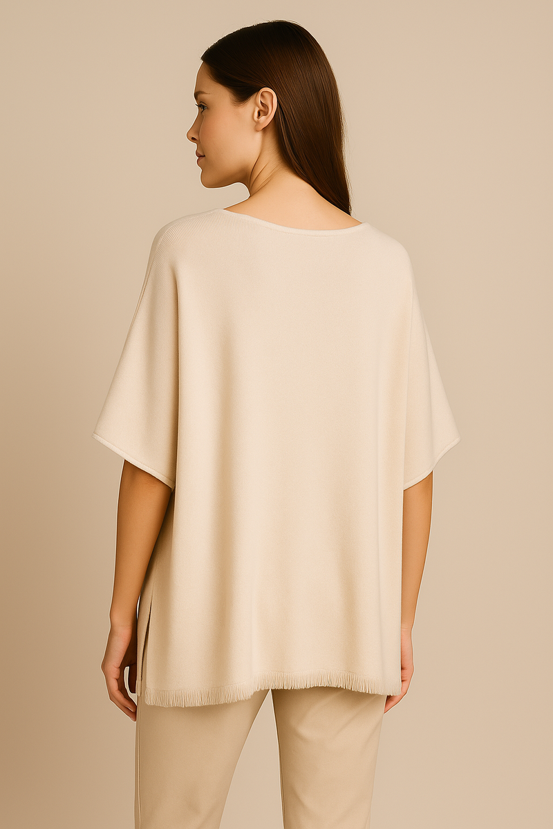 Kaschmir Pullover „Poncho Cut“ Creme